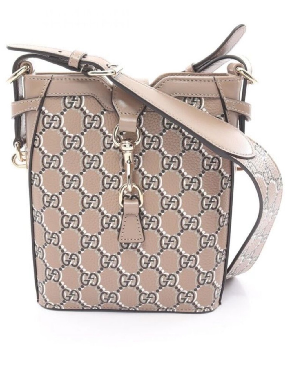 GUCCI GG Shadow Bucket Shoulder Bag Leather Beige-NWOT